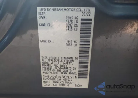 2023 Nissan Altima Sv Fwd из США, поврежденный, VIN 1N4BL4DV3PN309526